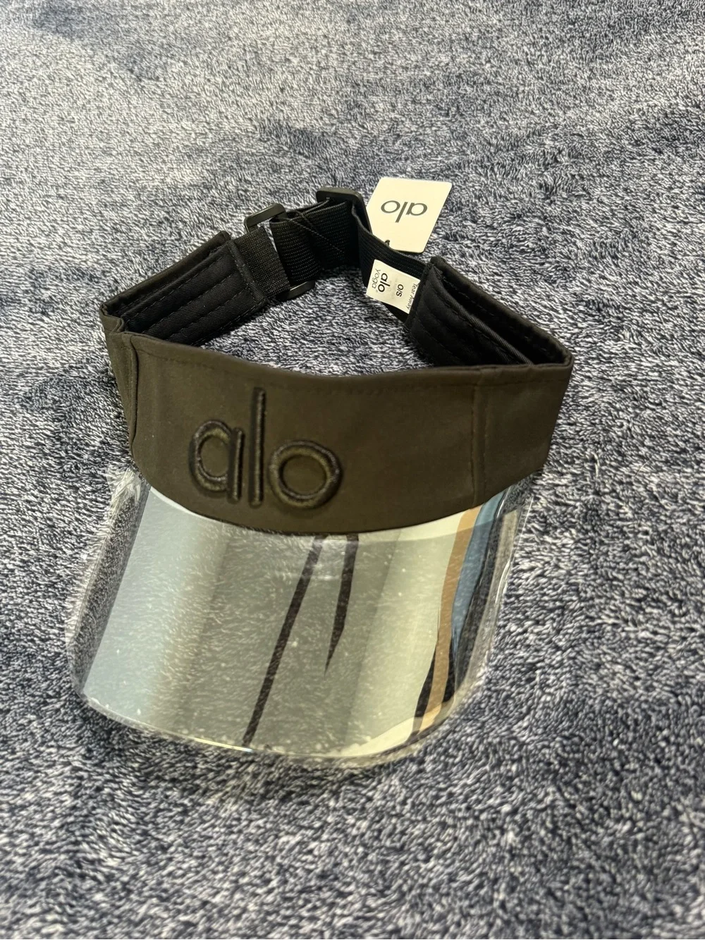 ALO Yoga Black Visor with Clear Iridescent Shield